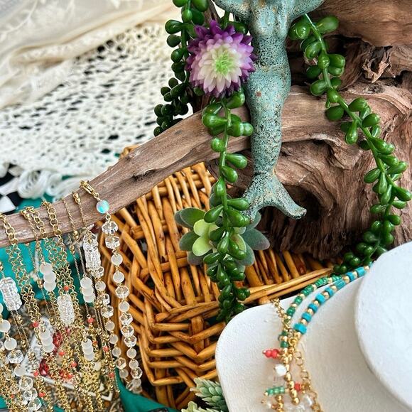 Mermaid candy necklace handmade gold plated summer jewelry 2024 - Picture 4 of 5